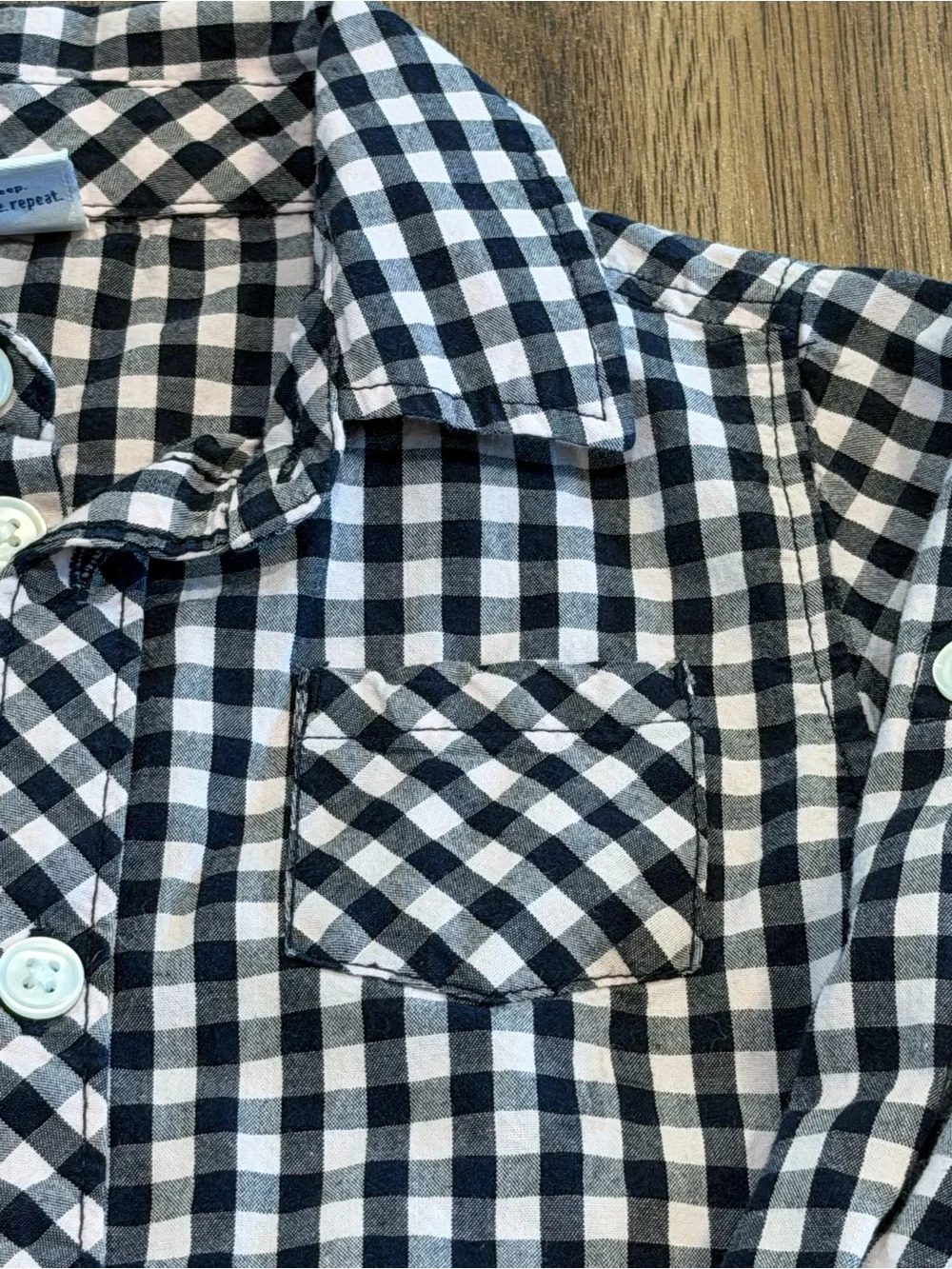 Old Navy Toddler Boys Navy & Light Pink Gingham Button-Up Shirt, 12-18 Months